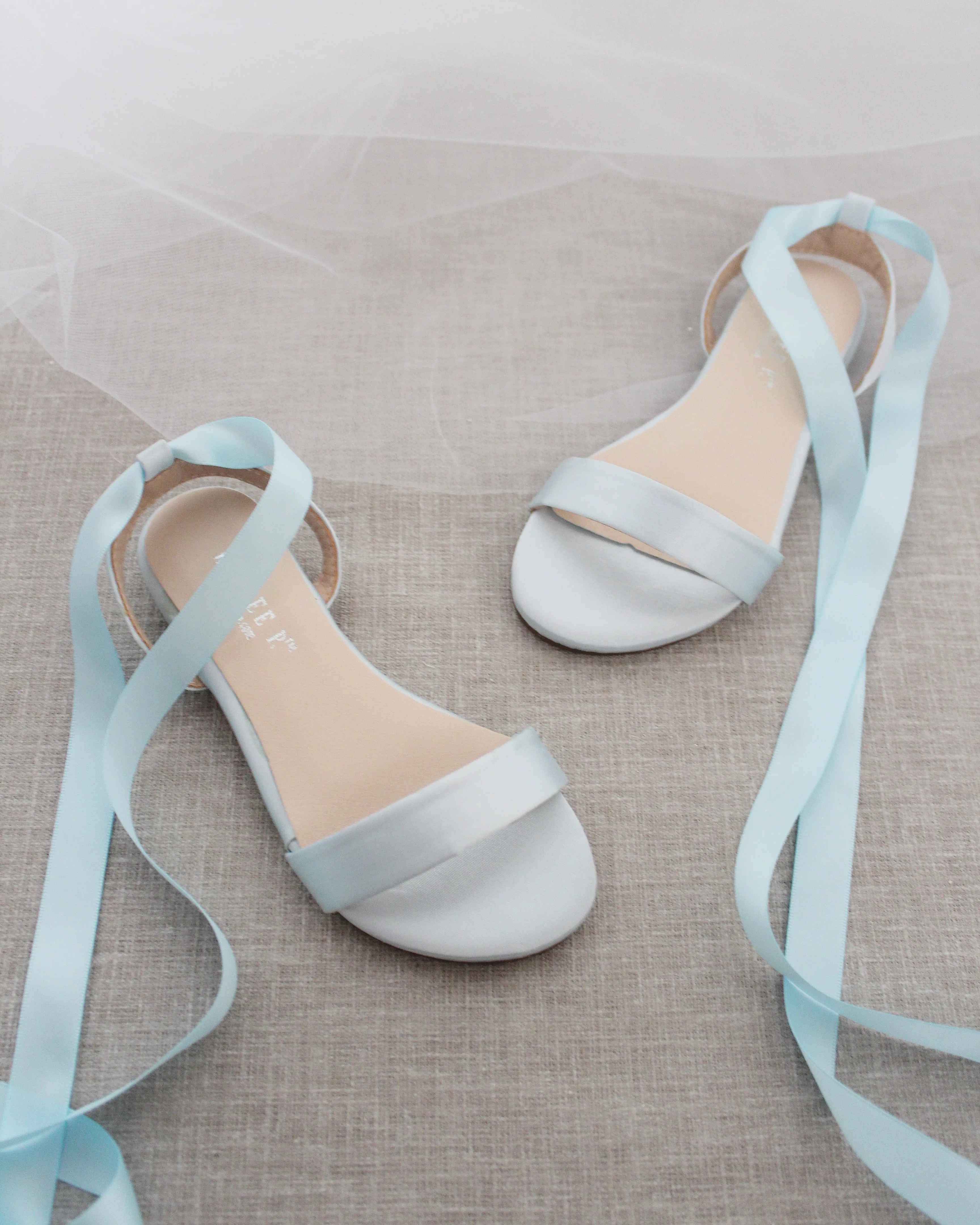 Satin Flat Sandal with Ballerina Lace Up