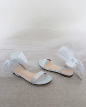 Satin Flat Sandal with Wrapped Satin Tie