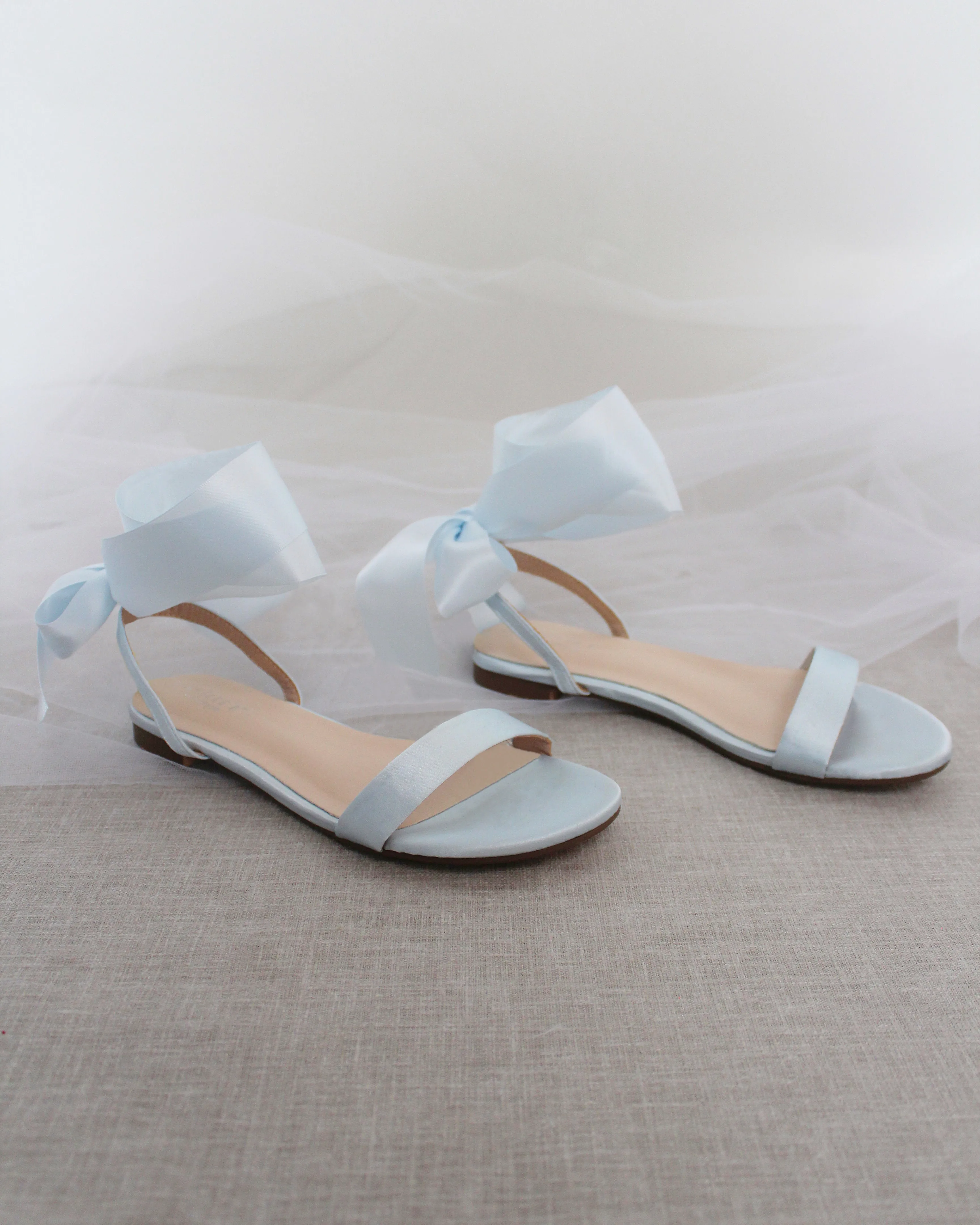 Satin Flat Sandal with Wrapped Satin Tie