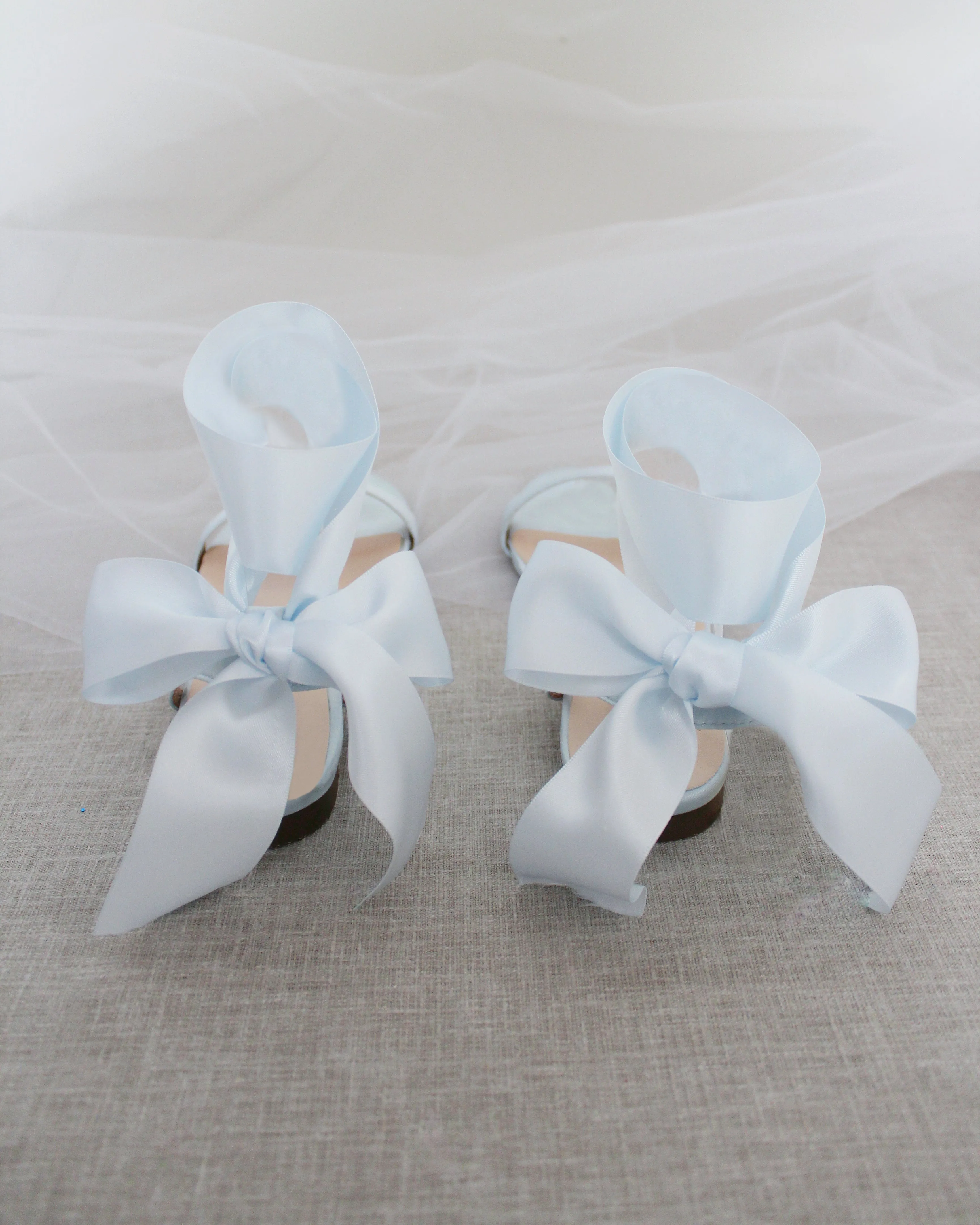 Satin Flat Sandal with Wrapped Satin Tie