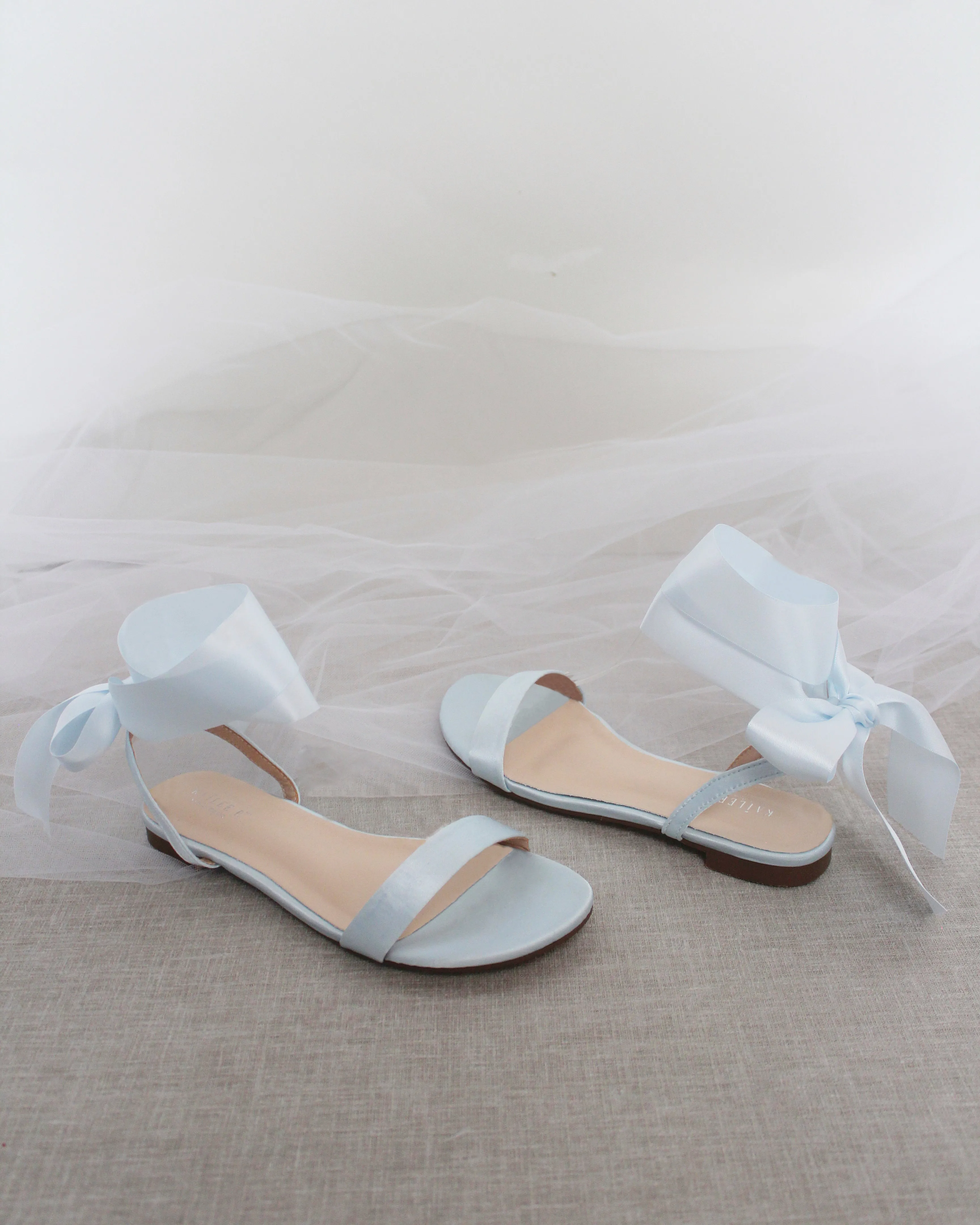 Satin Flat Sandal with Wrapped Satin Tie