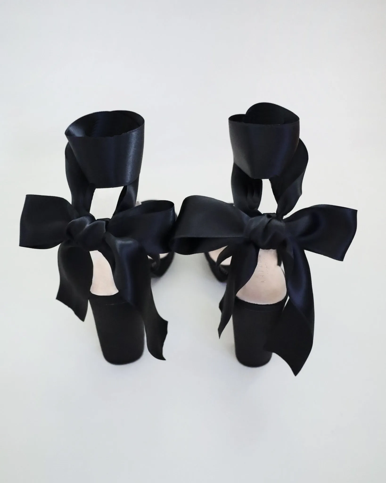 Satin Platform Block Heel Sandals with Wrapped Ribbon Tie