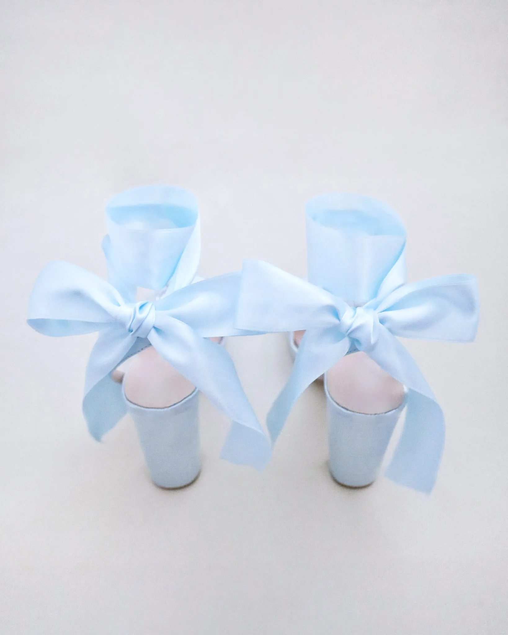 Satin Platform Block Heel Wedding Sandals with Wrapped Ribbon Tie