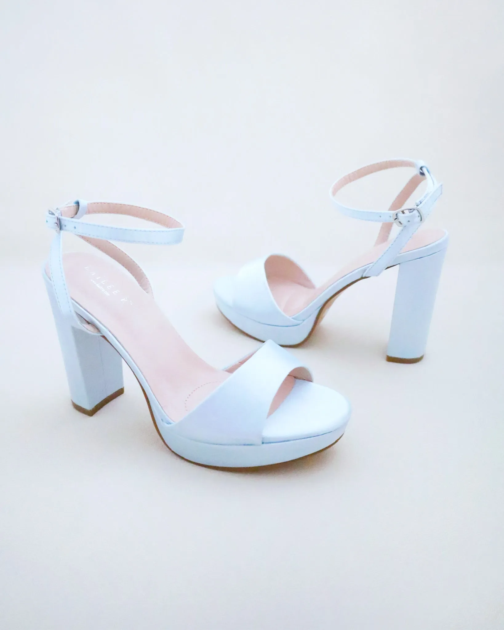 Satin Platform Block Heel Wedding Sandals