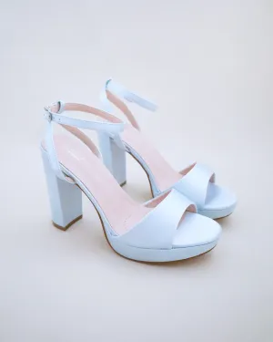 Satin Platform Block Heel Wedding Sandals