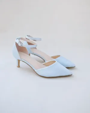 Satin Pointy Toe Low Heels Wedding Shoes