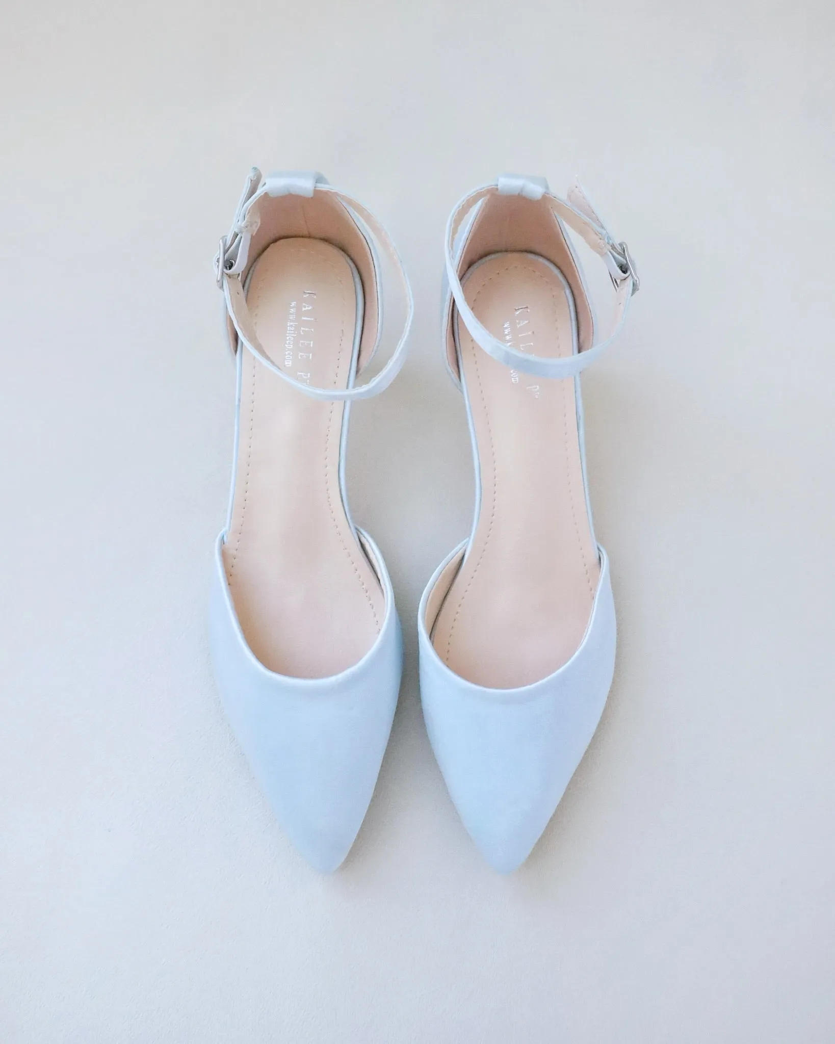 Satin Pointy Toe Low Heels Wedding Shoes