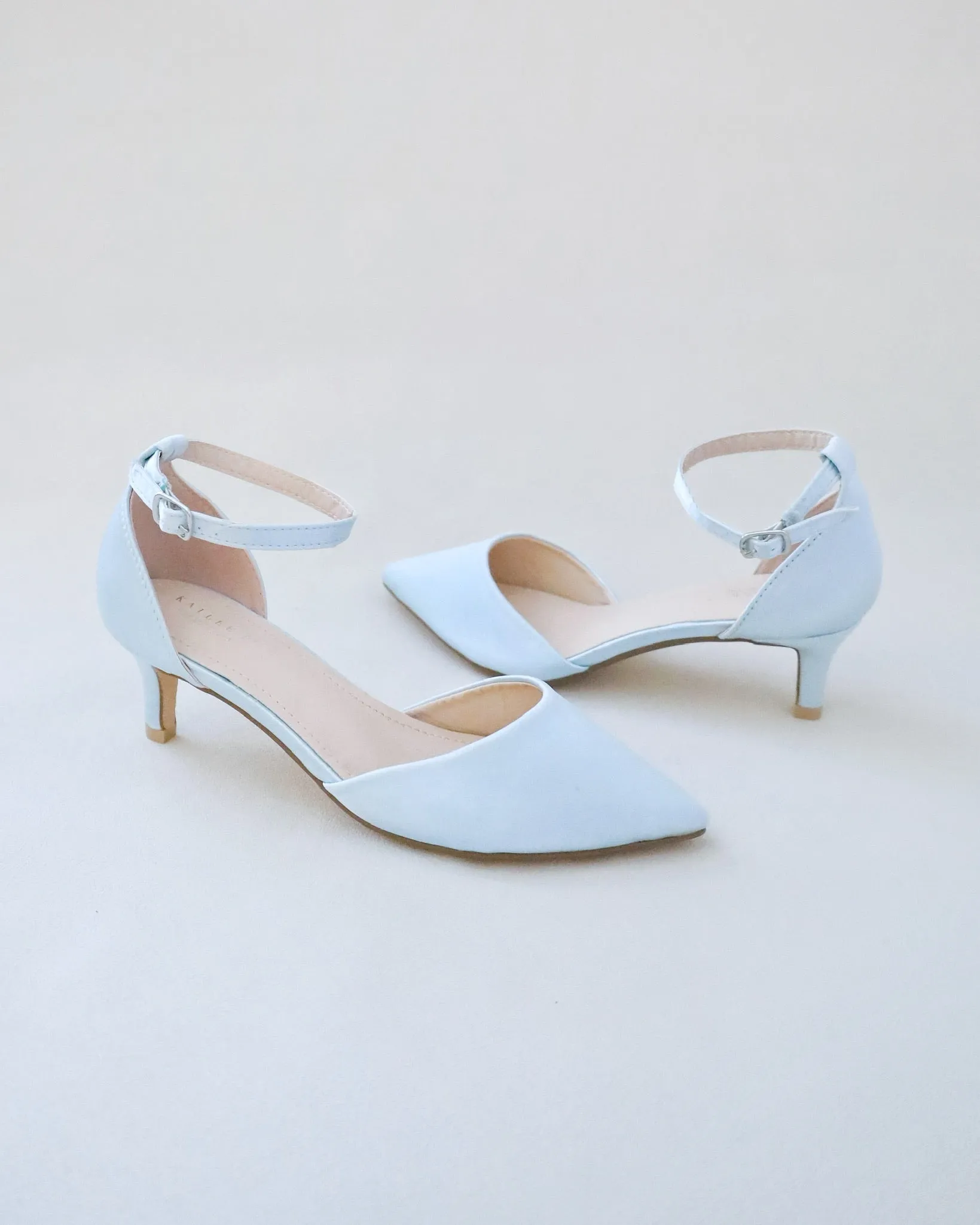 Satin Pointy Toe Low Heels Wedding Shoes