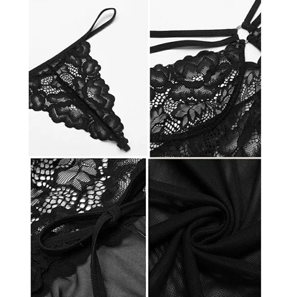 Sexy Lingerie Babydoll Lace Nightgown Mesh Chemise Boudoir Nighty