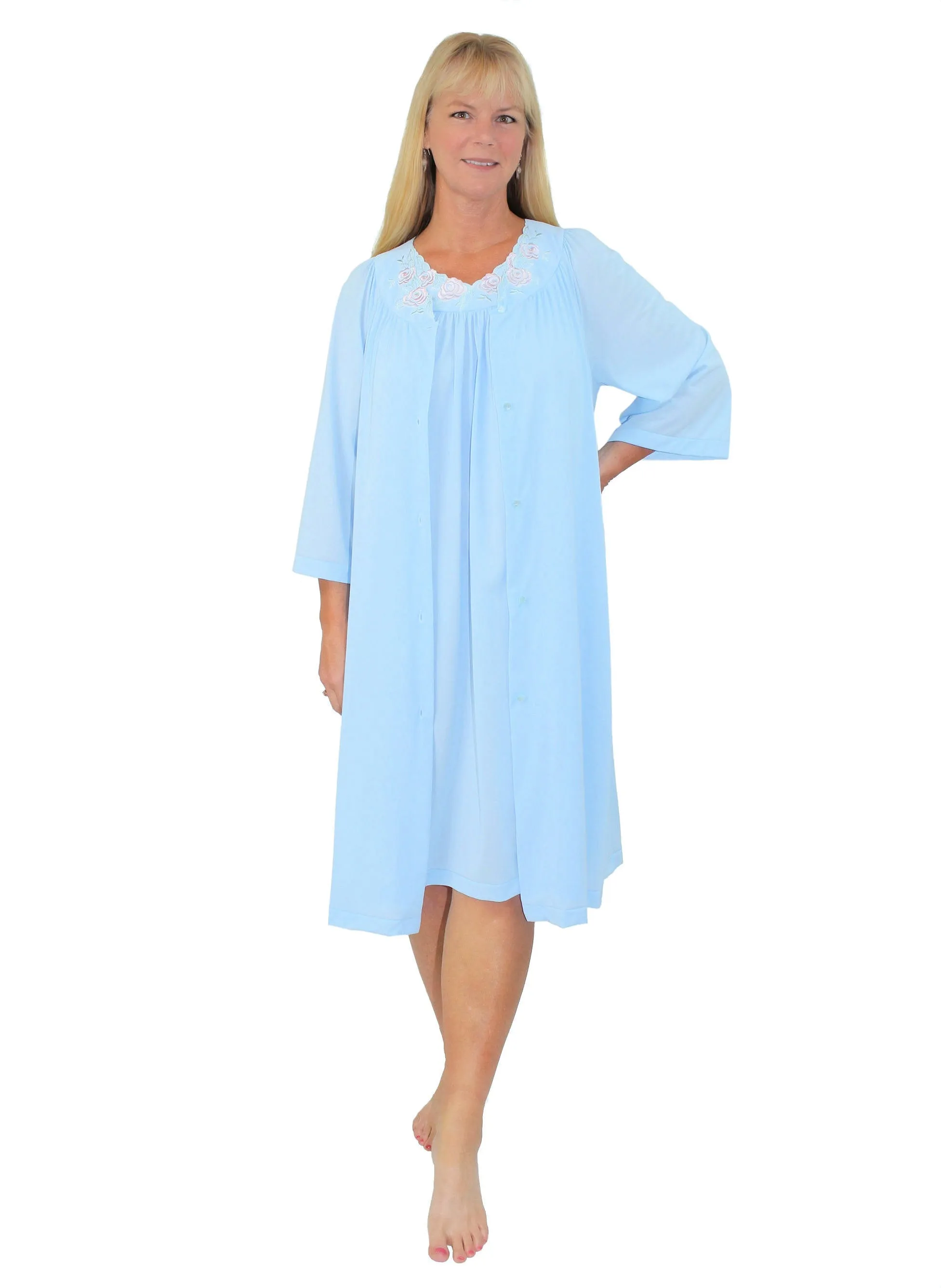 Shadowline Nightgown and Robe Pajama Nylon Sleepwear Set with Gown 37280