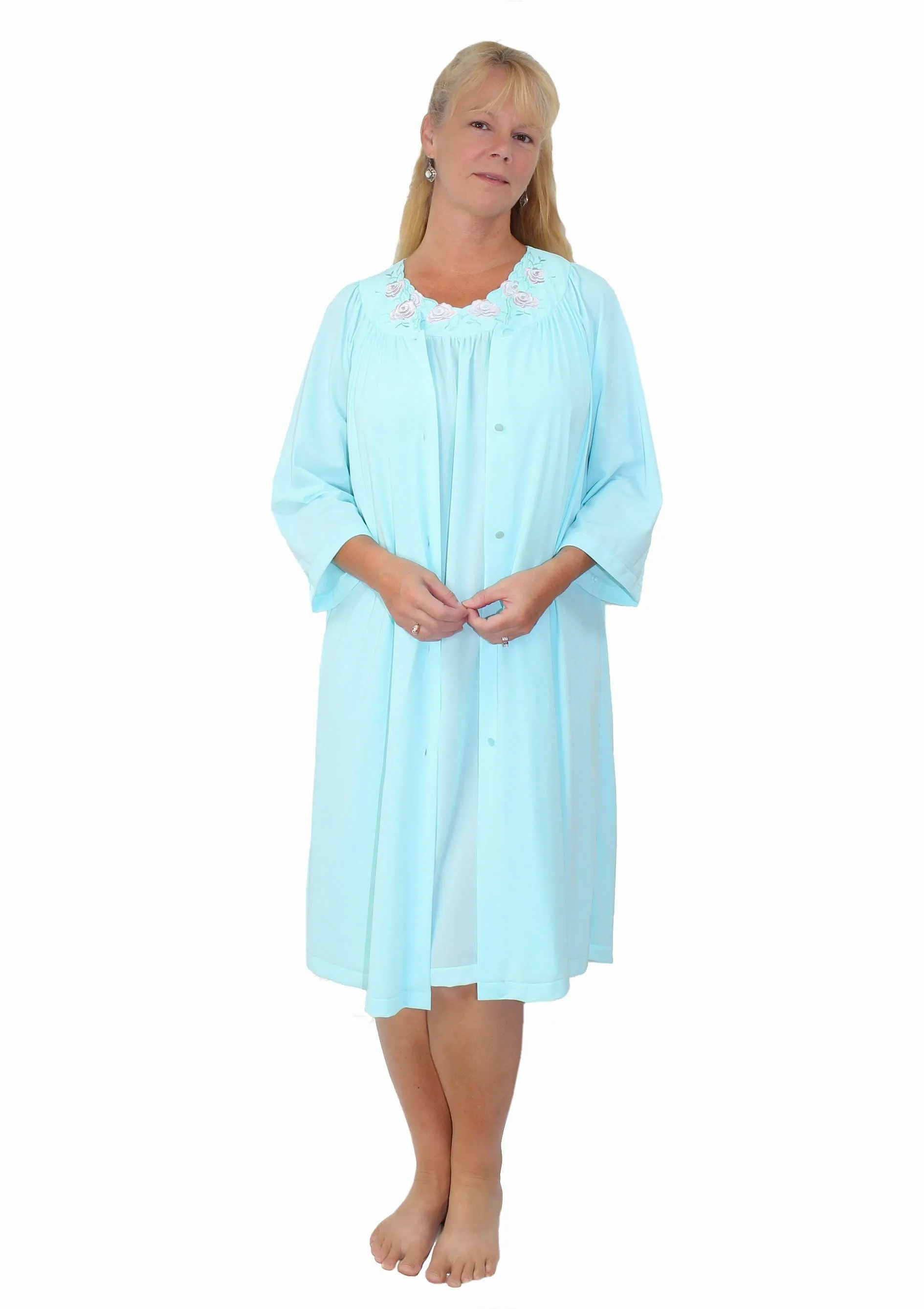 Shadowline Nightgown and Robe Pajama Nylon Sleepwear Set with Gown 37280