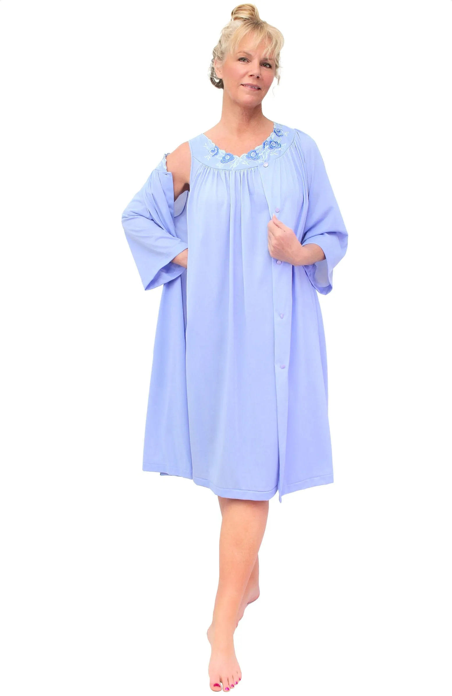 Shadowline Nightgown and Robe Pajama Nylon Sleepwear Set with Gown 37280
