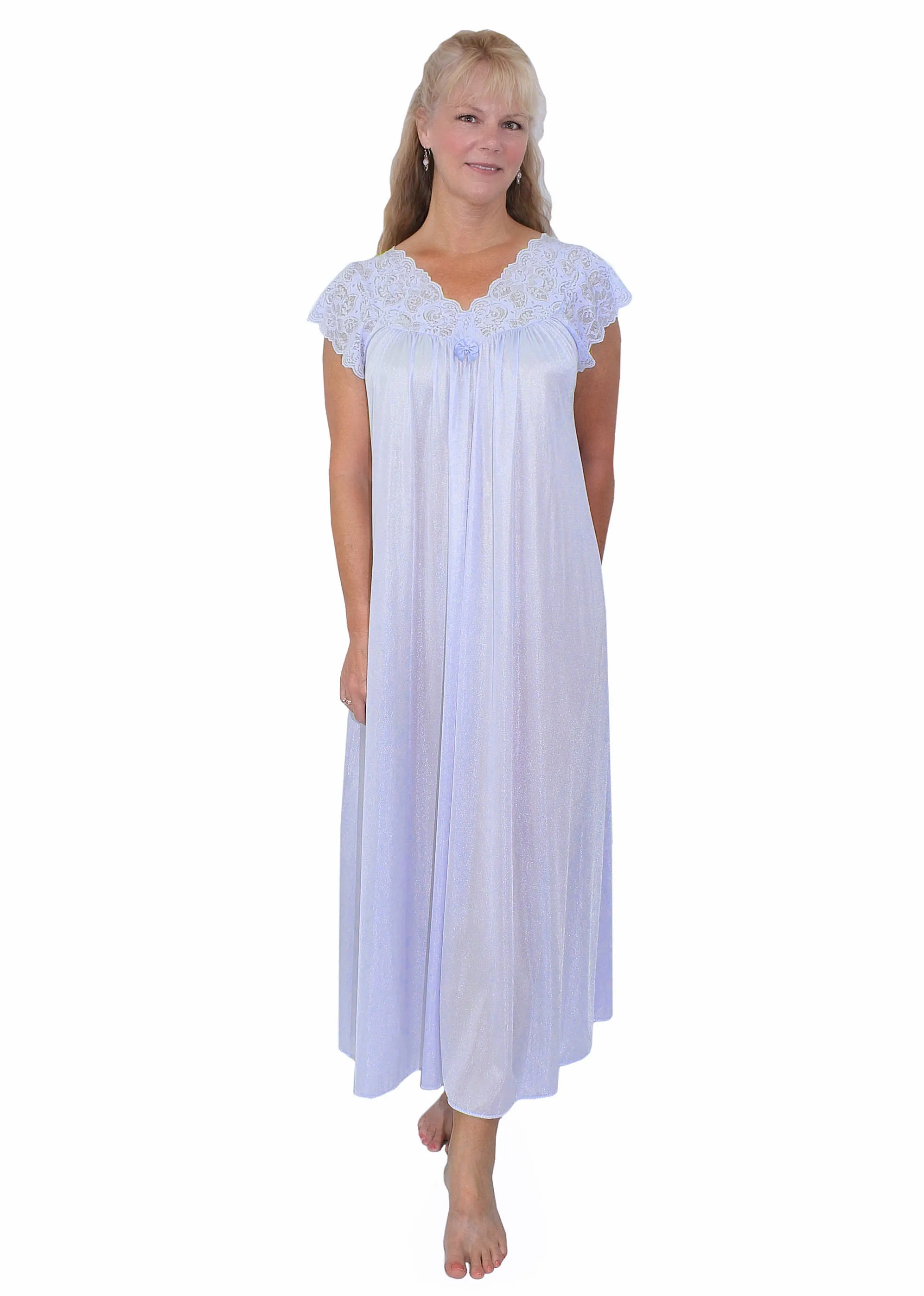 Shadowline Nightgown Silhouette Lace Cap Sleeve Long Gown 32737