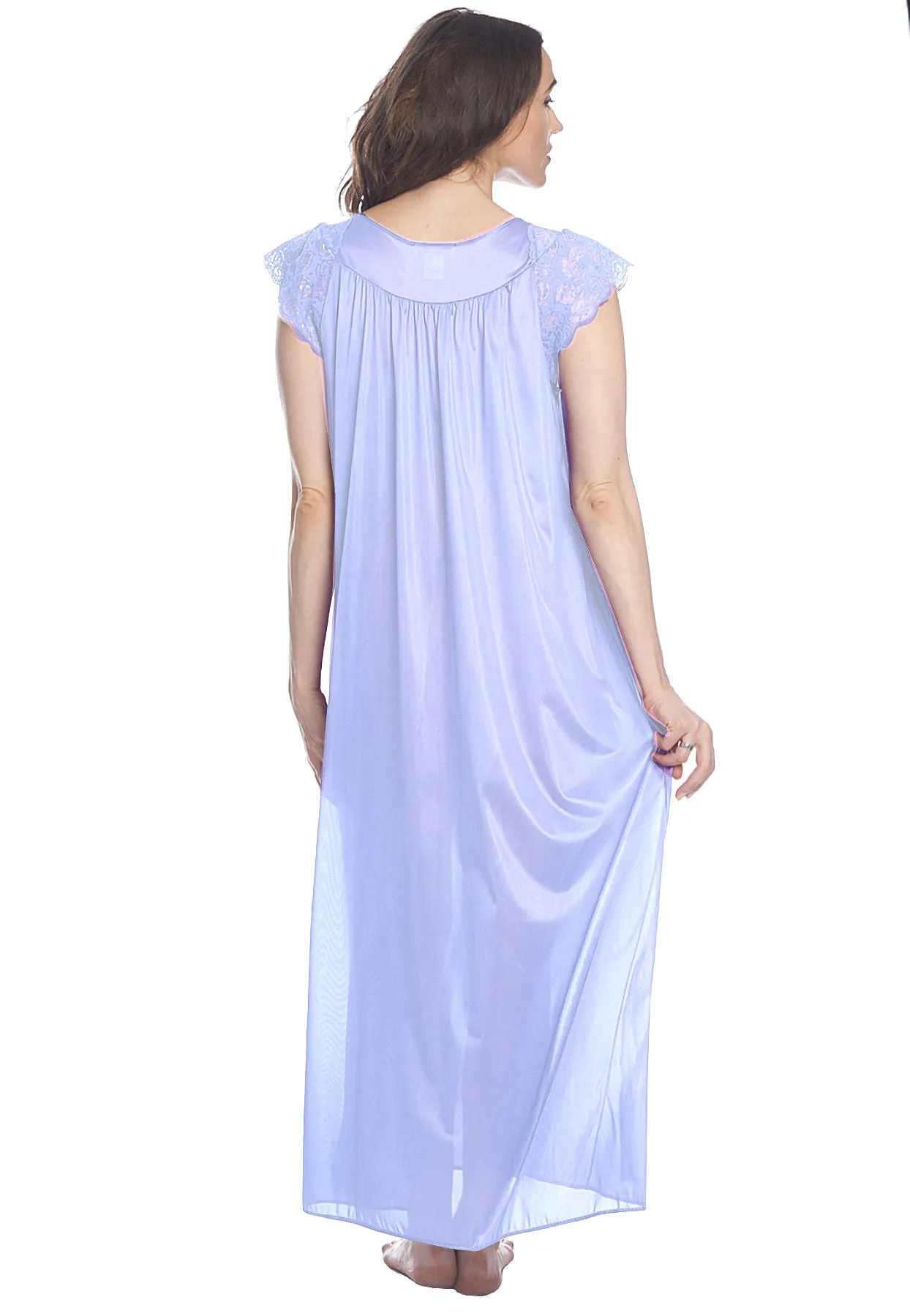 Shadowline Nightgown Silhouette Lace Cap Sleeve Long Gown 32737