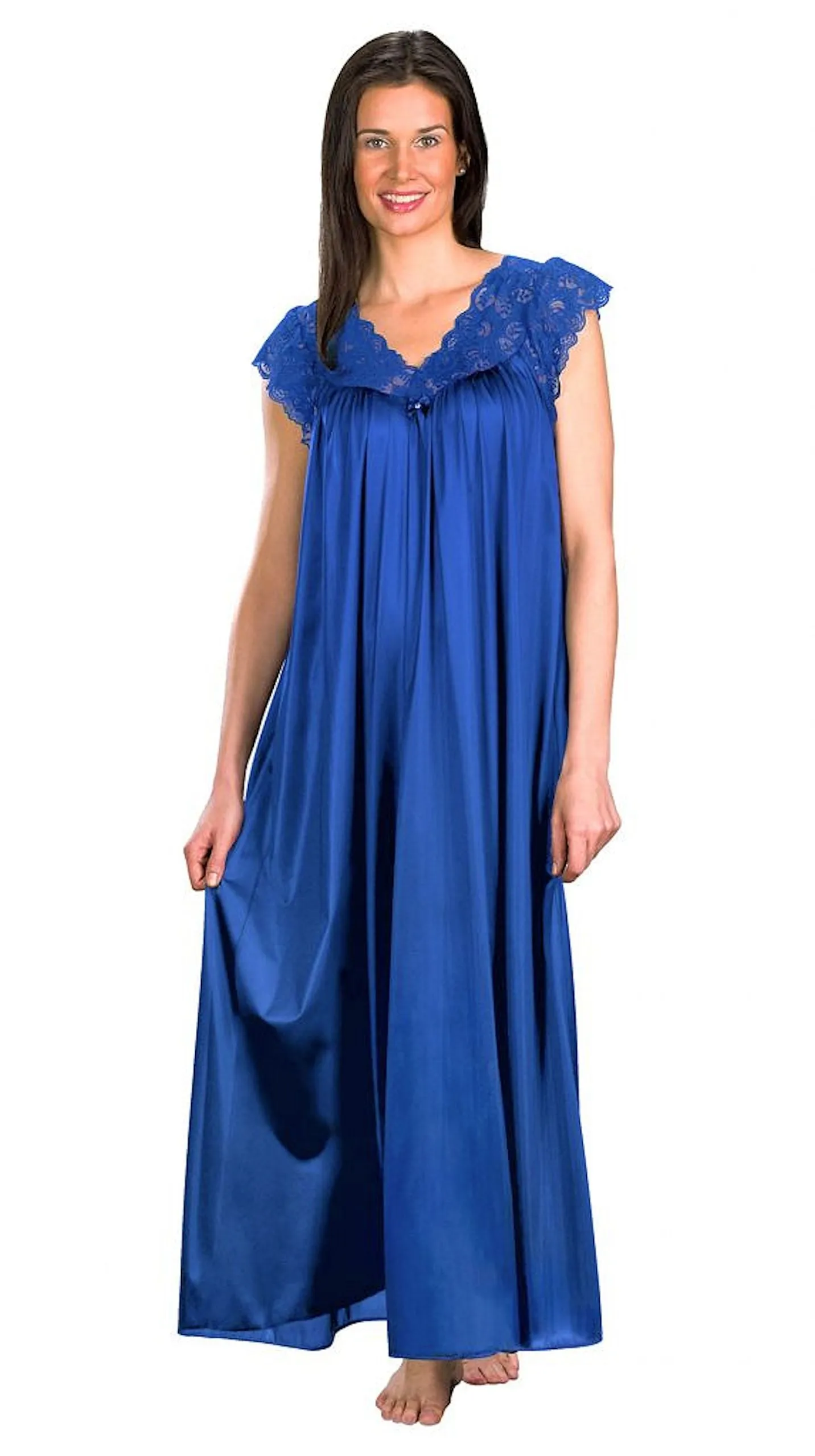 Shadowline Nightgown Silhouette Lace Cap Sleeve Long Gown 32737