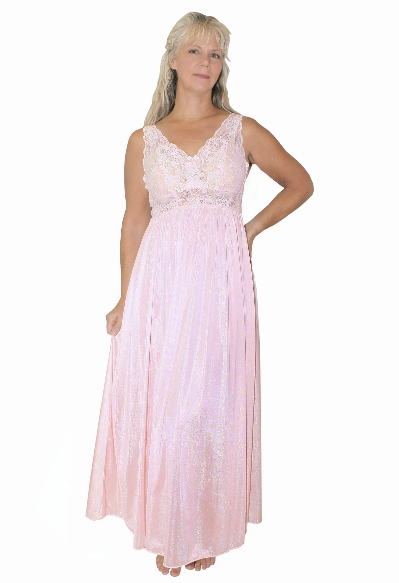 Shadowline Women's Nightgown and Robe Peignoir Sleepwear Set Blush Pink