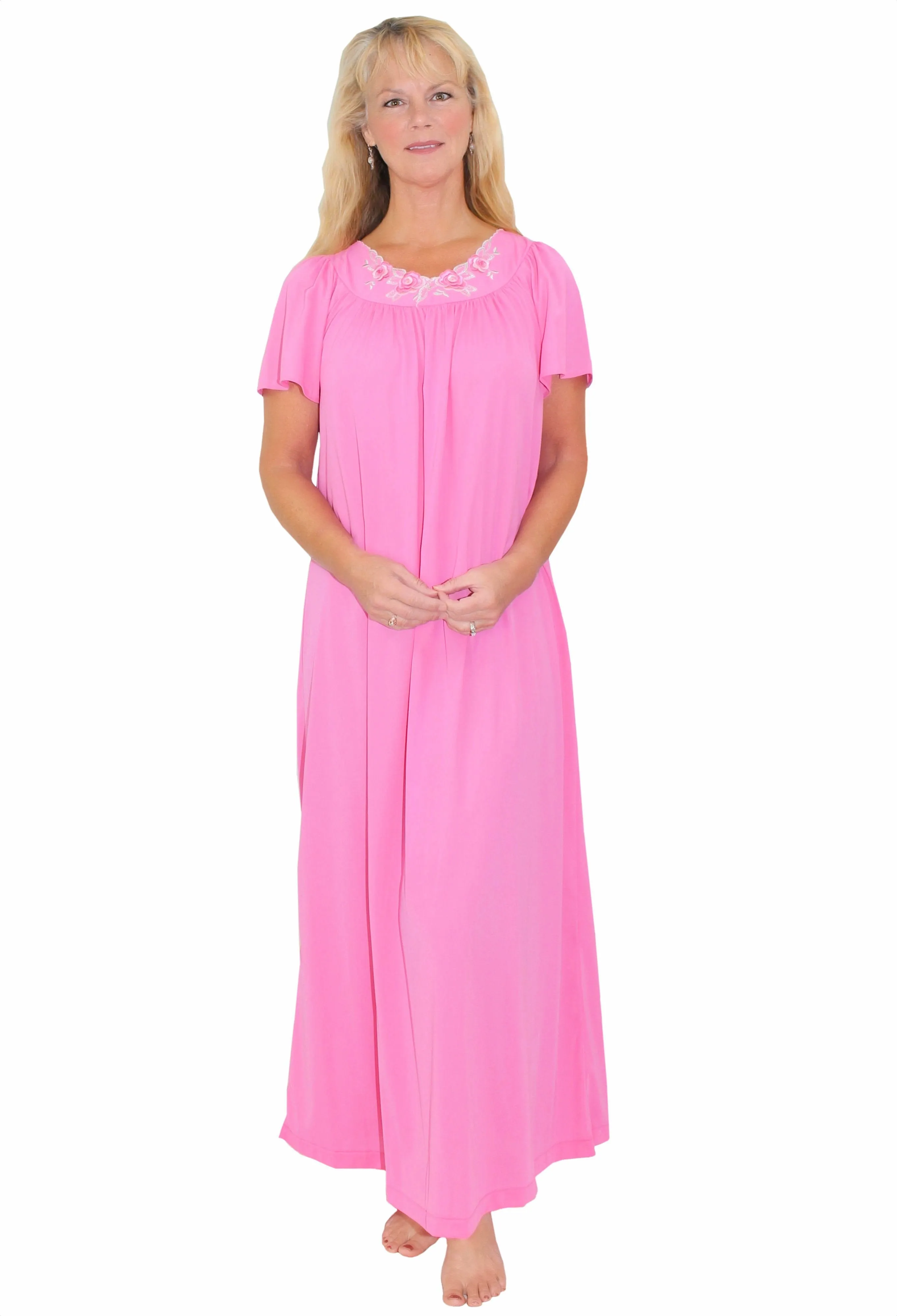 Shadowline Women's Nightgown and Robe Set Long Silky Nylon Kaftan Sleepwear