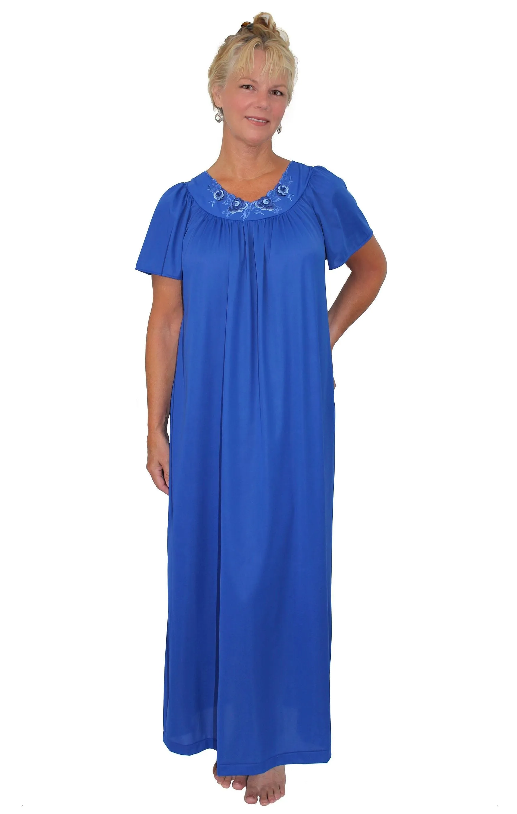 Shadowline Women's Nightgown and Robe Set Long Silky Nylon Kaftan Sleepwear