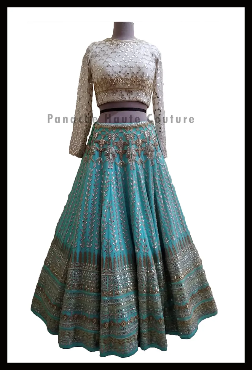 Silk Georgette Gota Patti and Zardozi Embroidered Designer Lehenga Choli