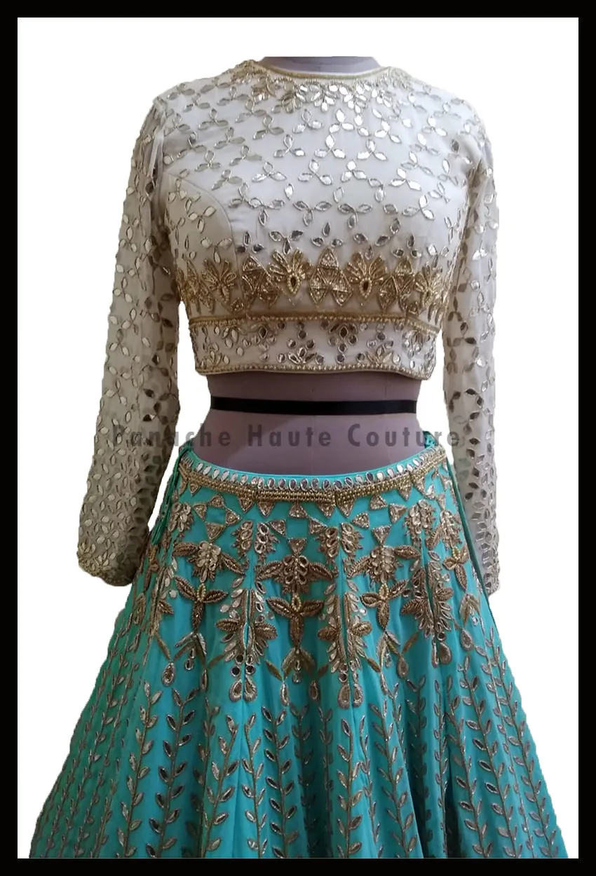 Silk Georgette Gota Patti and Zardozi Embroidered Designer Lehenga Choli