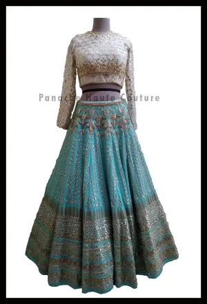 Silk Georgette Gota Patti and Zardozi Embroidered Designer Lehenga Choli