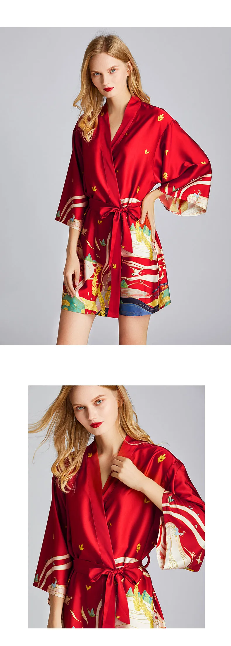 Silk Nightgown Plus Size Printed Loose Homewear