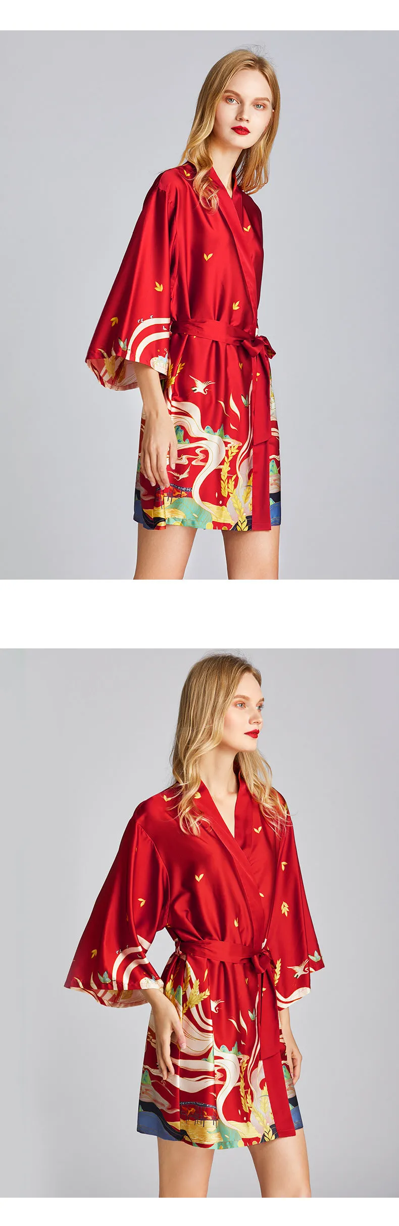 Silk Nightgown Plus Size Printed Loose Homewear