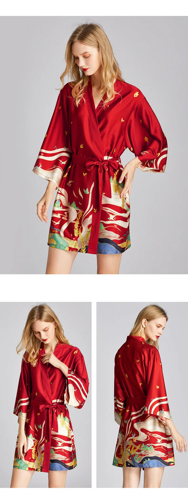 Silk Nightgown Plus Size Printed Loose Homewear