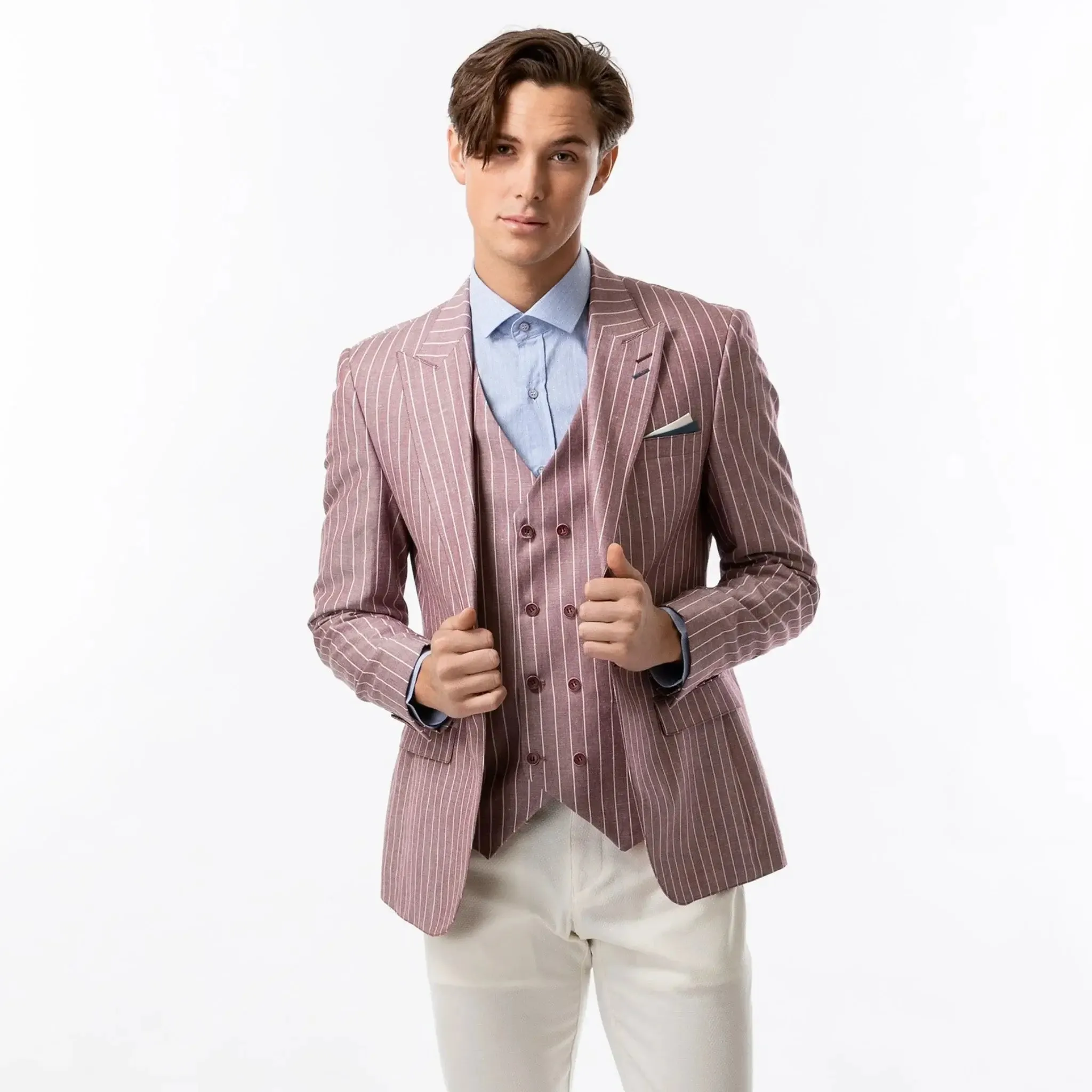 Slim Fit Blazer Light Burgundy Stripe