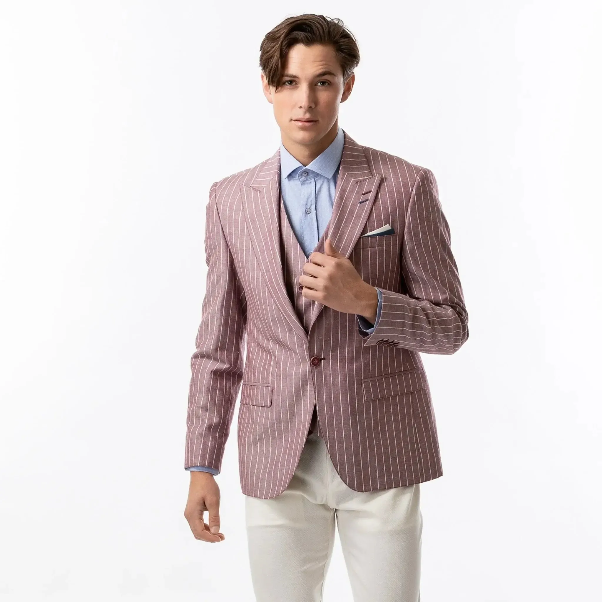 Slim Fit Blazer Light Burgundy Stripe