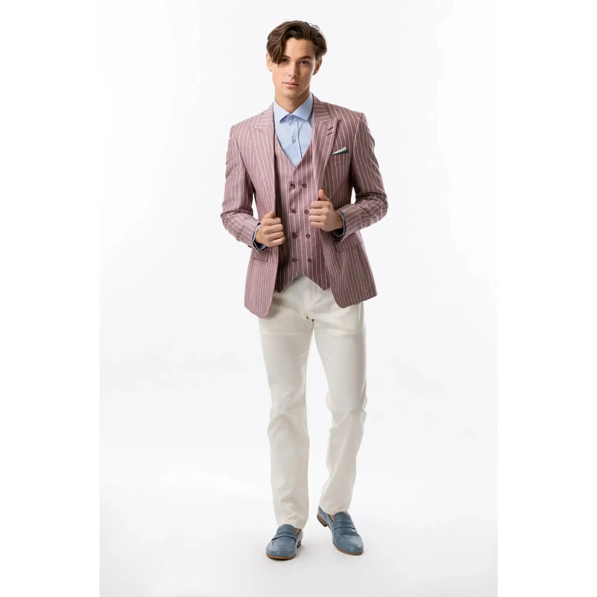 Slim Fit Blazer Light Burgundy Stripe