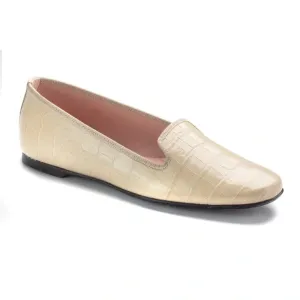 Smoks - Beige Croc Leather Smoking Loafer for Teen/Women by Pretty Ballerinas