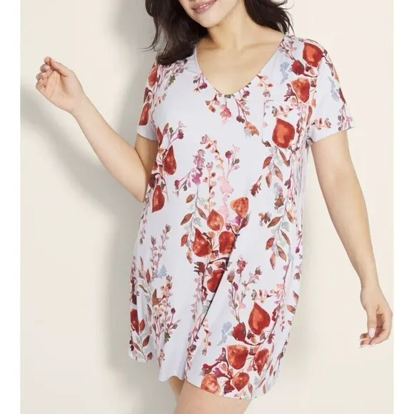 SOMA COOL NIGHTS SLEEPSHIRT Floral blue V Neck size XL nightgown