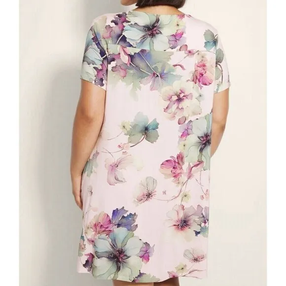 SOMA COOL NIGHTS SLEEPSHIRT Floral Mystical Blooms Rose Pink size L nightgown