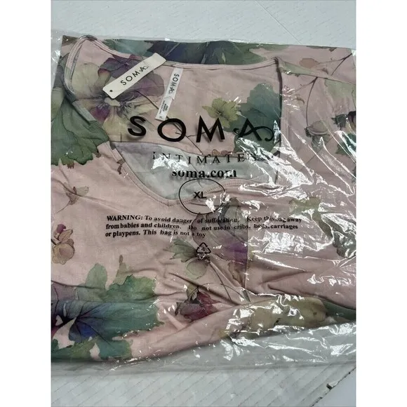 SOMA COOL NIGHTS SLEEPSHIRT Floral Mystical Blooms Rose Pink size XL nightgown