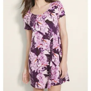 SOMA COOL NIGHTS SLEEPSHIRT Purple Cranes Novelty Print size XXL nightgown