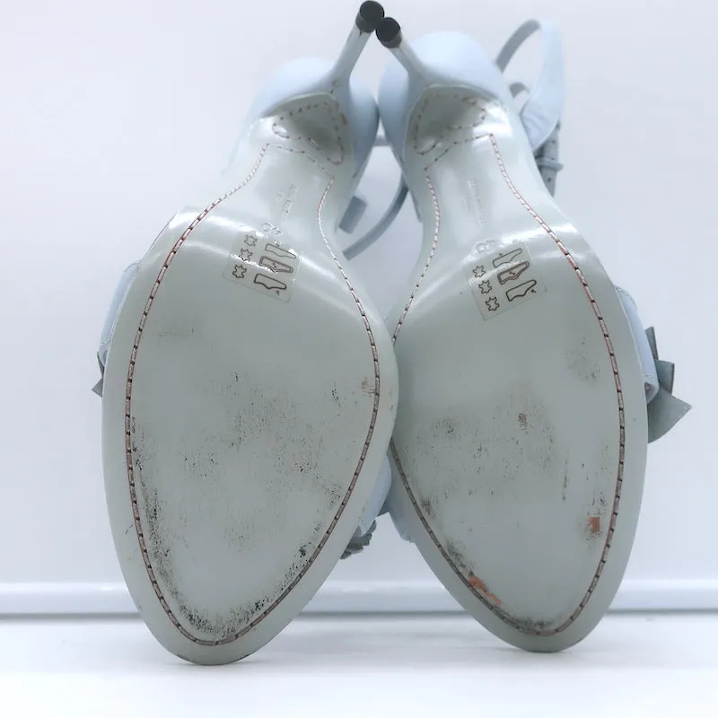 Sophia Webster Lilico Flower-Embellished Sandals Light Blue Leather Size 38