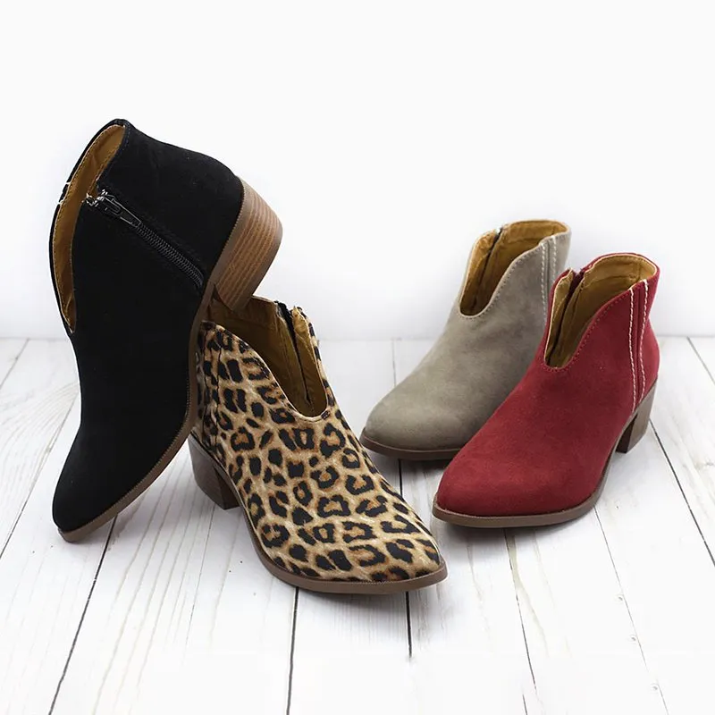 Spring Ankle Boots Sexy Leopard Casual Shoes