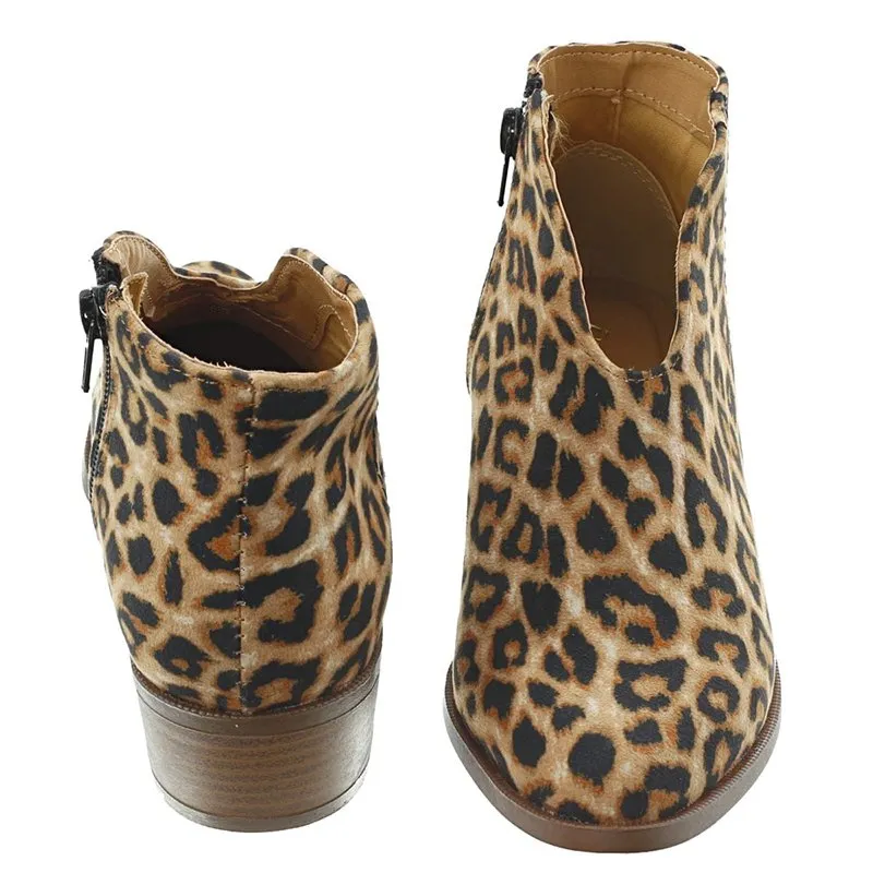 Spring Ankle Boots Sexy Leopard Casual Shoes