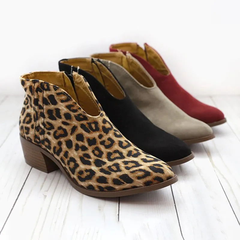 Spring Ankle Boots Sexy Leopard Casual Shoes