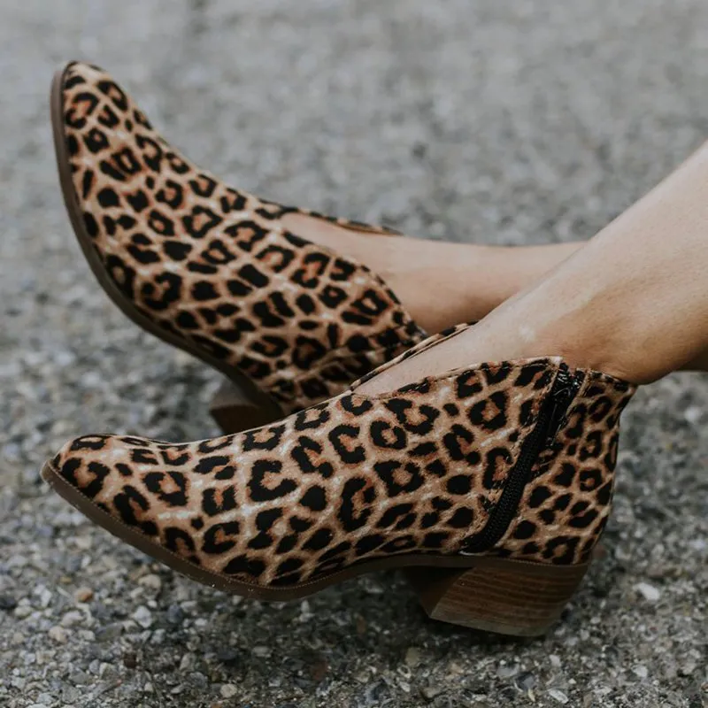 Spring Ankle Boots Sexy Leopard Casual Shoes