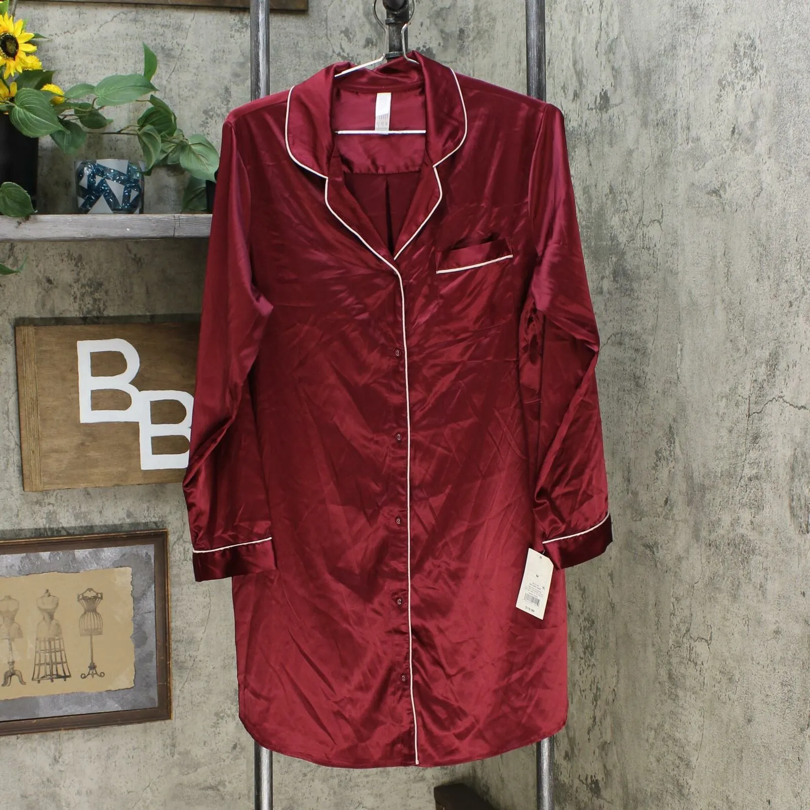 Stars Above Women's Satin Notch Collar Nightgown