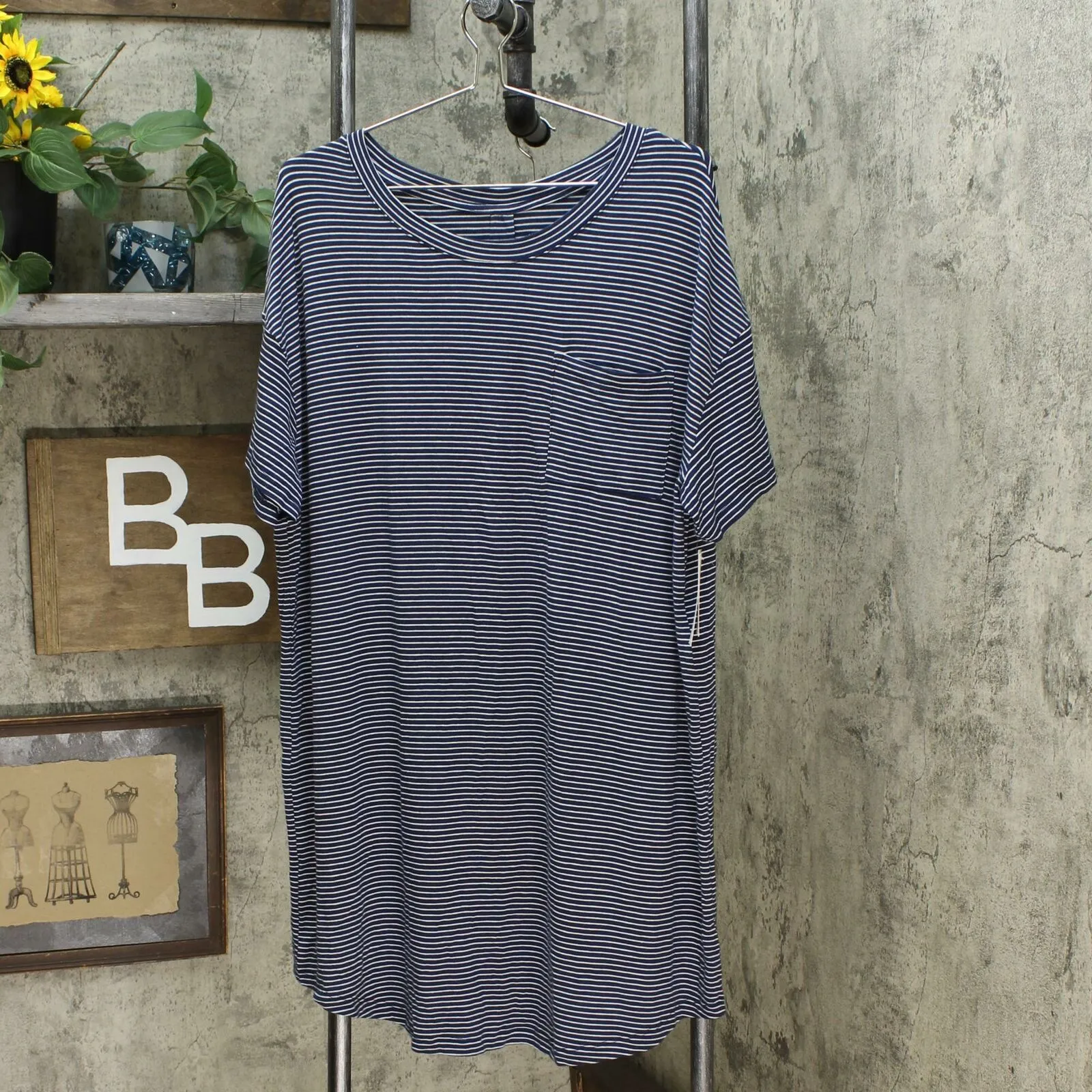 Stars Above Women's Striped Short Sleeve Beautifully Soft Nightgown