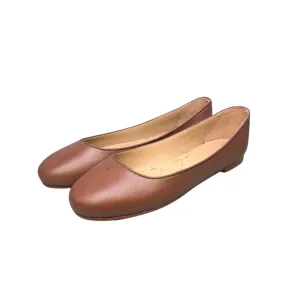 Stella Rich Brown Leather Ballet Flats For Girls
