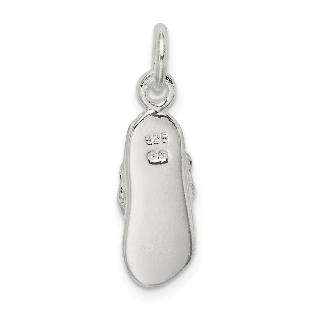 Sterling Silver CZ and Blue Enameled Flip Flop Charm