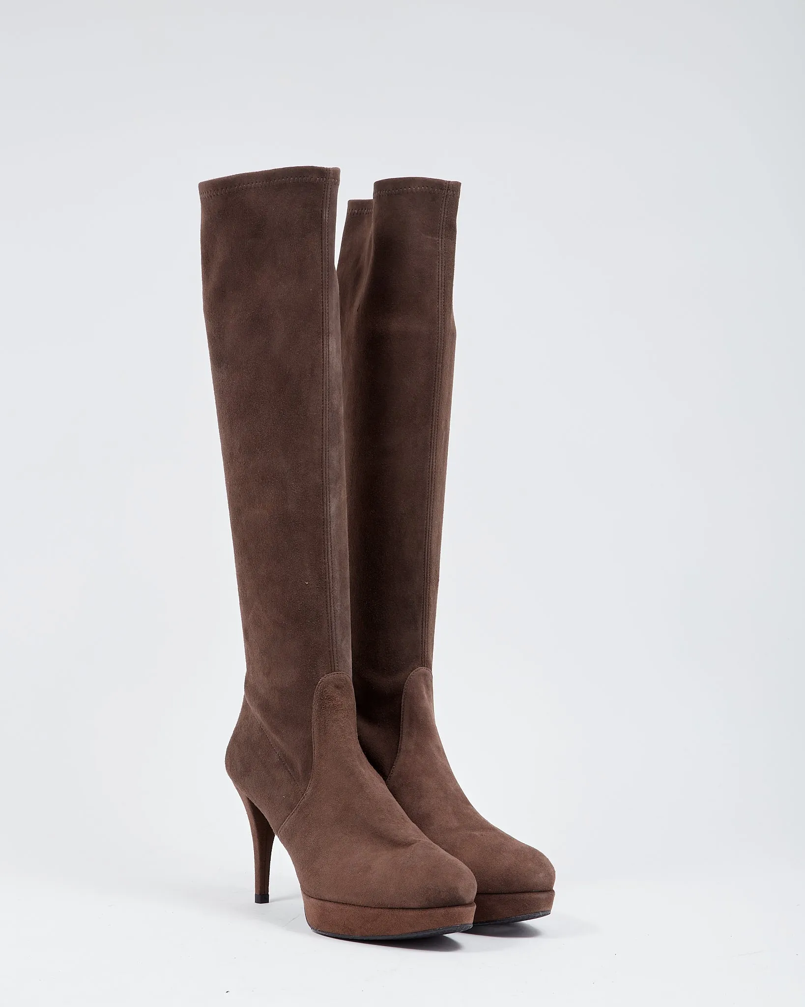 Stuart Weitzman Light Brown Suede Platform Mid Length Boots - 38.5