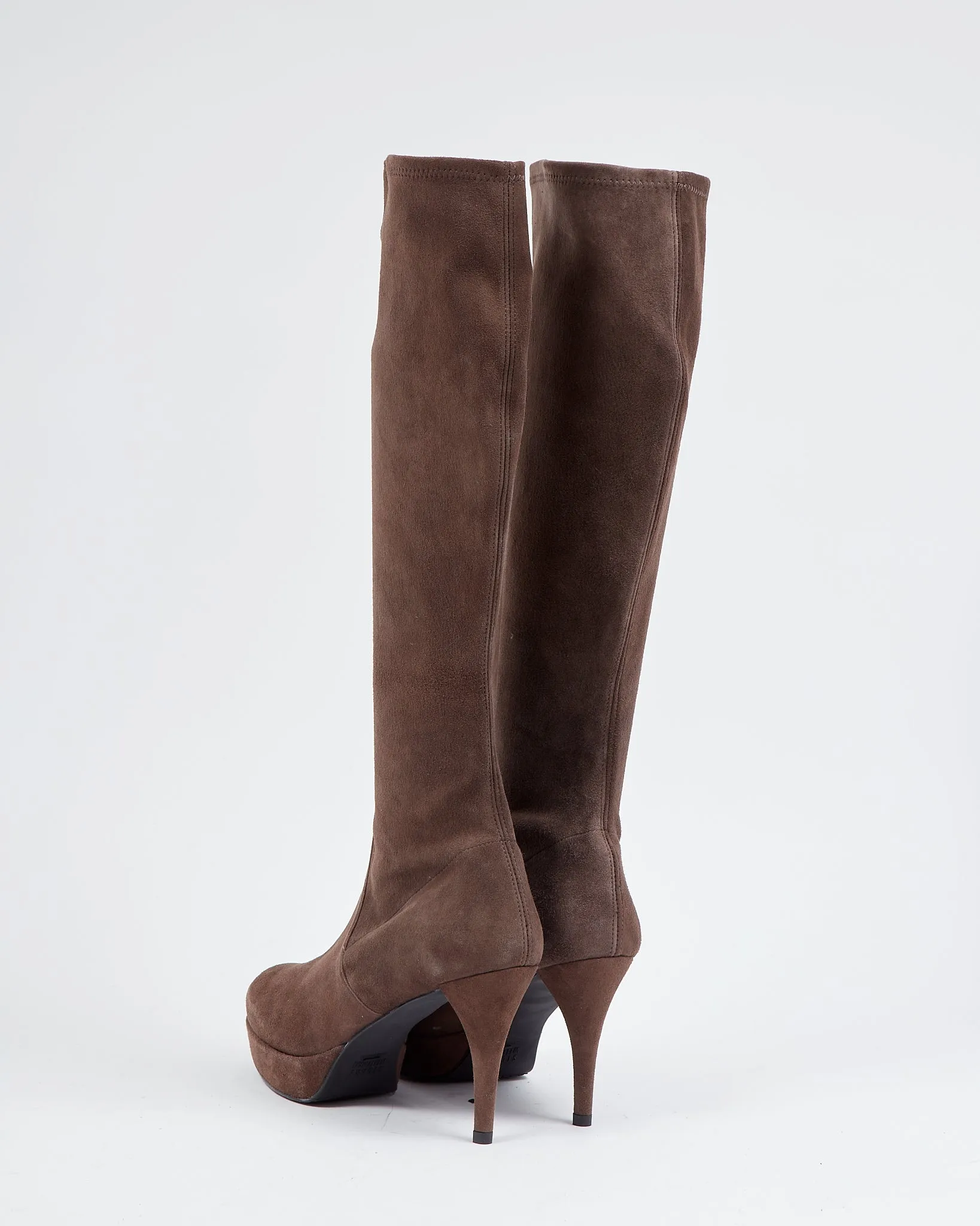 Stuart Weitzman Light Brown Suede Platform Mid Length Boots - 38.5
