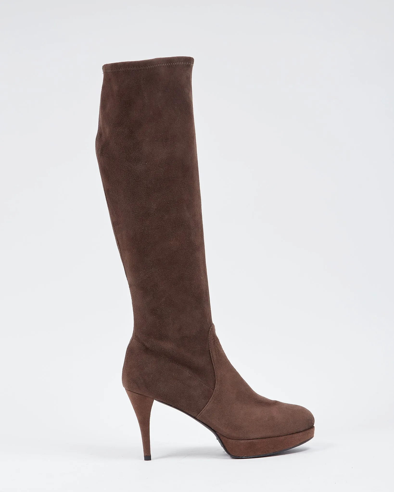 Stuart Weitzman Light Brown Suede Platform Mid Length Boots - 38.5