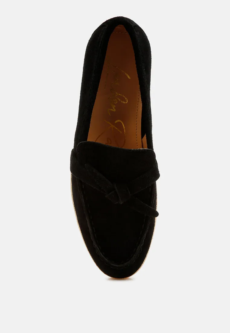 Suede Knot Detailed Loafers By RAG
