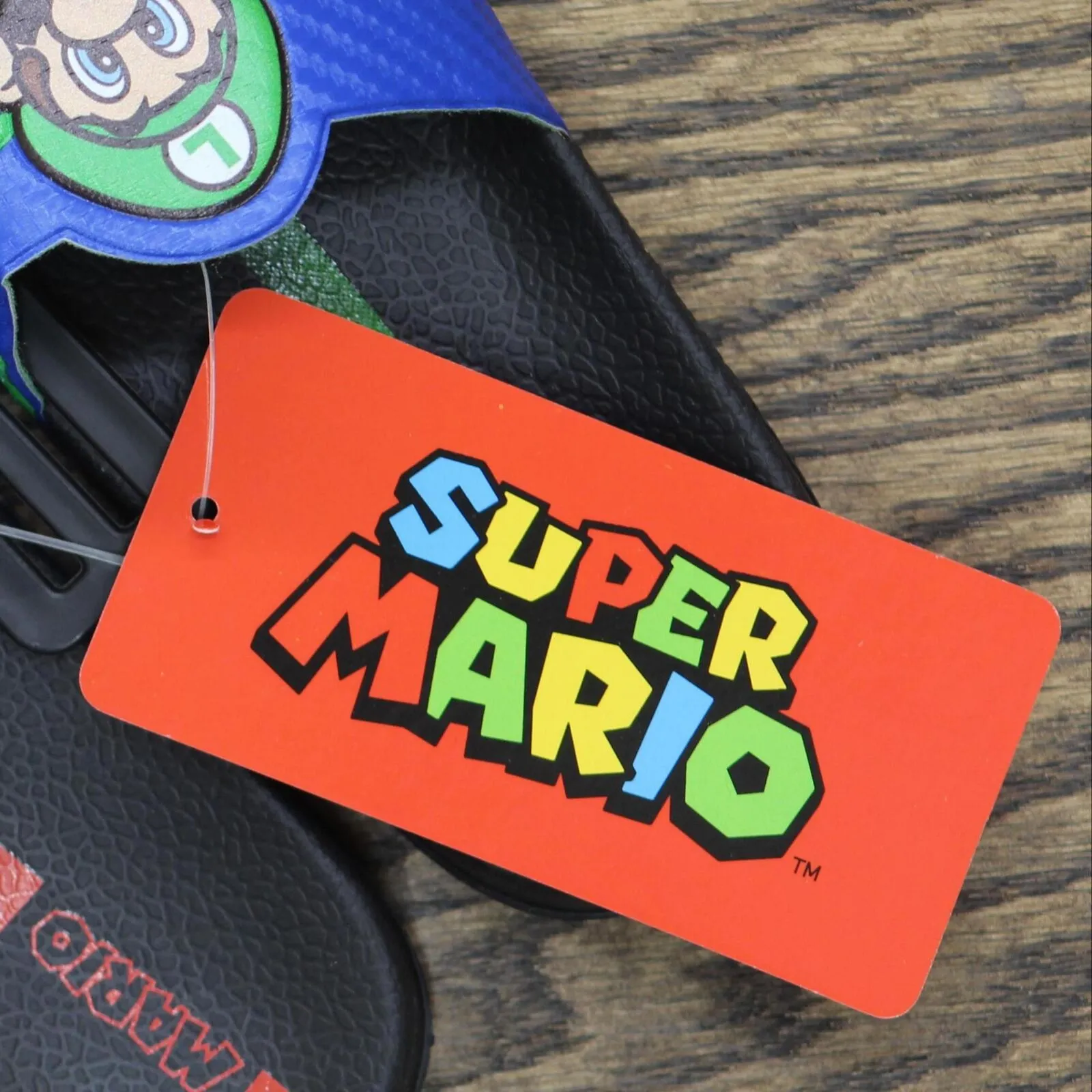 Super Mario Boys Sport Mismatch Design Slides Black / Blue 10-11 Little Boy